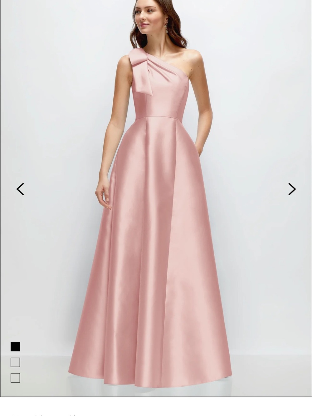 Dessy Rose One Shoulder Satin Evening Gown